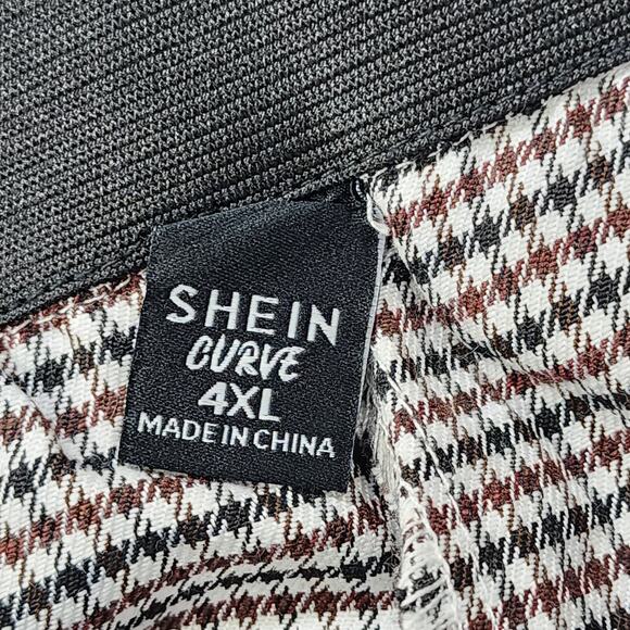 Shien Curve Pants Womens 4XL Black Brown Houndstooth High Rise Wide Leg Preppy - Picture 3 of 10